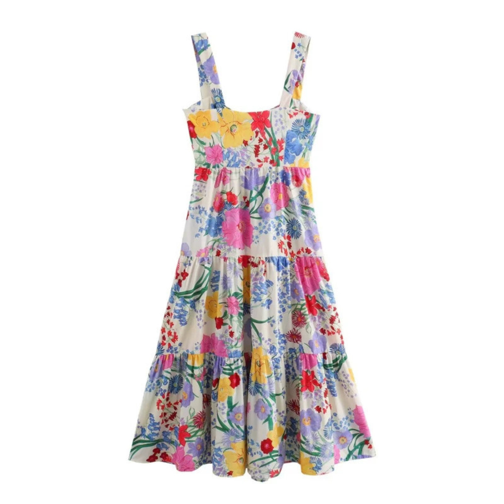 ZARA Floral Print Spaghetti Strap Dress